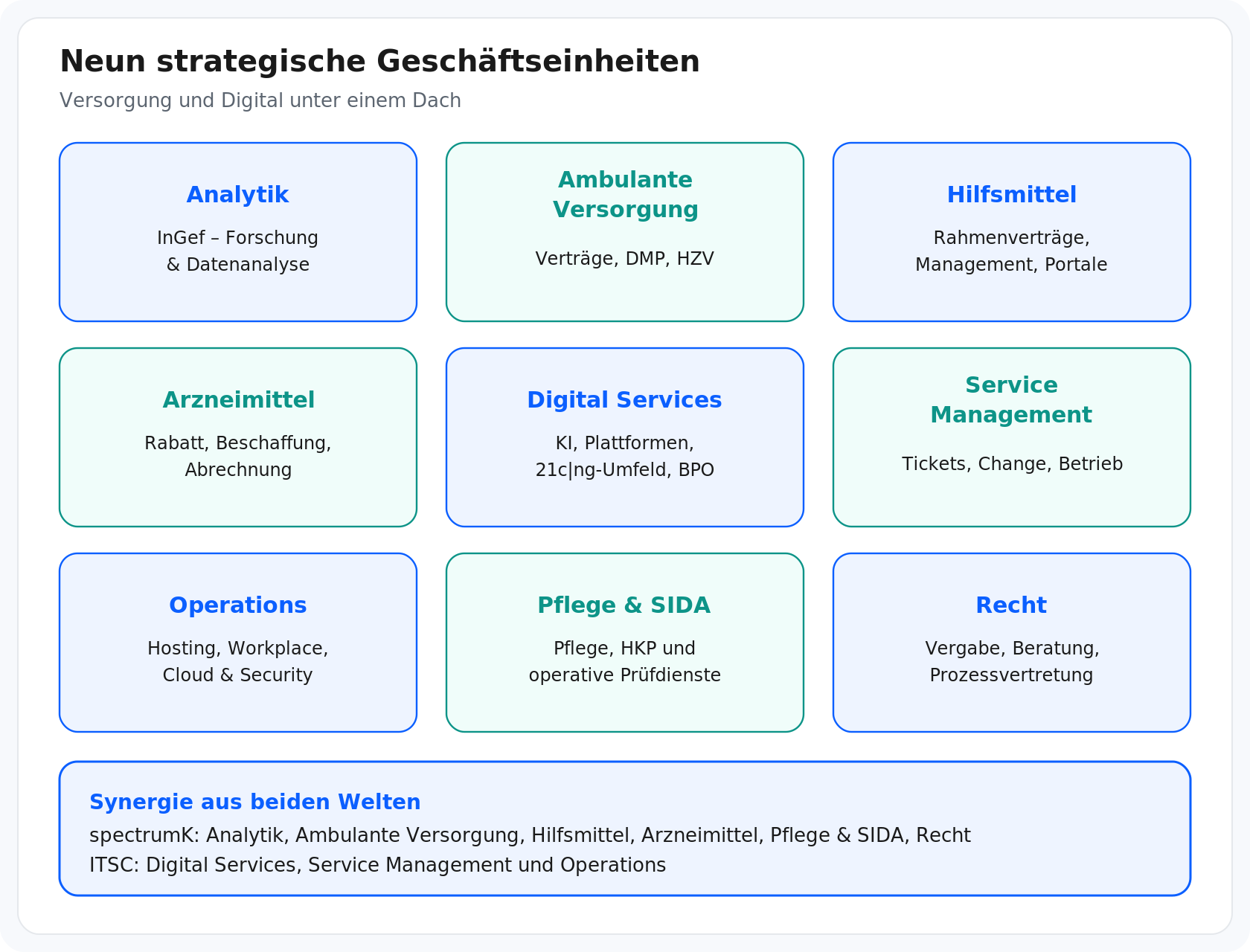 Portfolio der neun strategischen Geschäftseinheiten